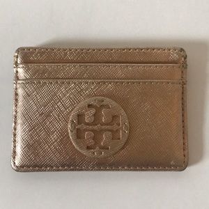 Authentic Tory Burch rose gold card case